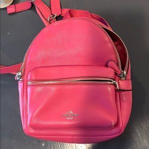 Coach Small Backpack- all leather - hot pink